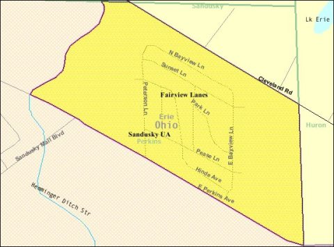 Detailed map of Fairview Lanes, Ohio