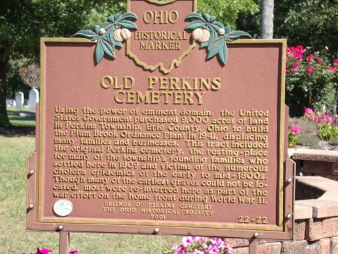 101 0549 old perkins cemetery state hist'l marker, perkins twp erie county ohio -sandusky mailing address