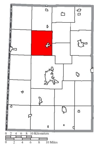 Map of Darke County Ohio Highlighting Brown Township