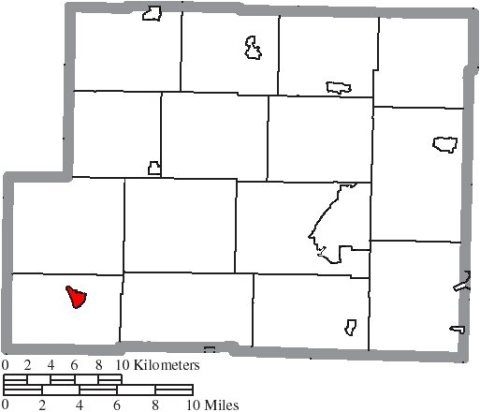 Map of Harrison County Ohio Highlighting Freeport Village