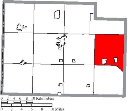 Map of Paulding County Ohio Highlighting Brown Township