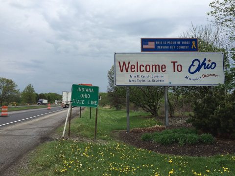 2015-05-11 14 46 43 View east along Interstates 80 and 90 crossing from York Township, Steuben County, Indiana (on the …