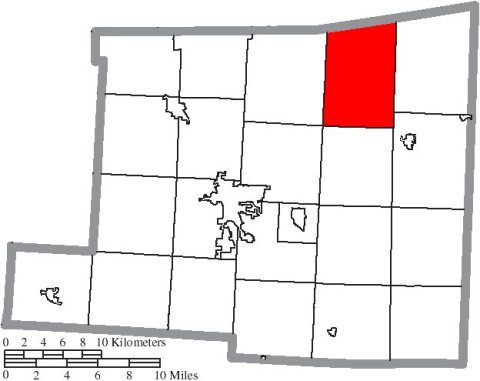 Map of Knox County Ohio Highlighting Brown Township