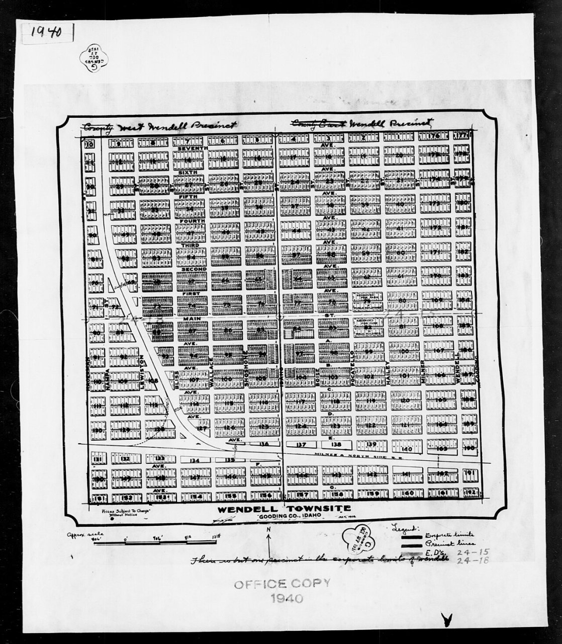 1940 Census Enumeration District Maps - Idaho - Gooding County - Wendell - ED 24-15, ED 24-18