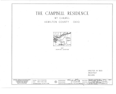HABS OHIO,31- ,1- (sheet 0 of 7) - John Campbell Residence, Mount Carmel Road, Mount Carmel, Clermont County, OH
