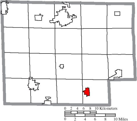 Map of Huron County Ohio Highlighting Greenwich Village