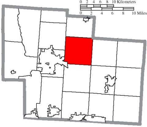 Map of Delaware County Ohio Highlighting Brown Township