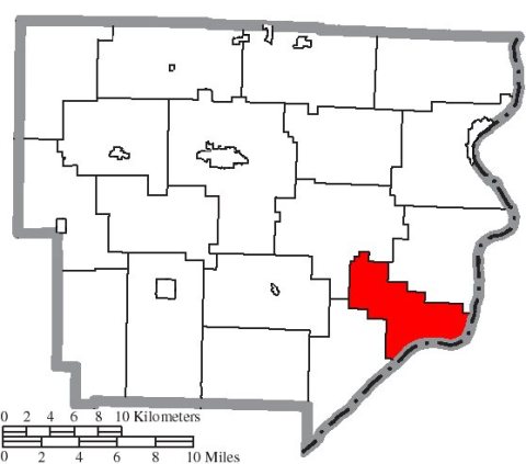 Map of Monroe County Ohio Highlighting Lee Township