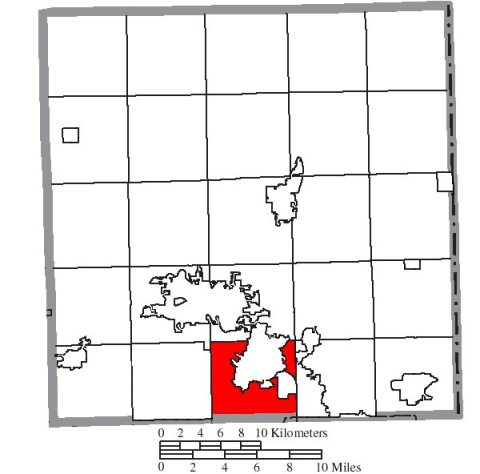 Map of Trumbull County Ohio Highlighting Weathersfield Township