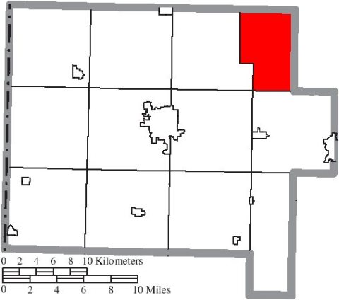 Map of Van Wert County Ohio Highlighting Jackson Township
