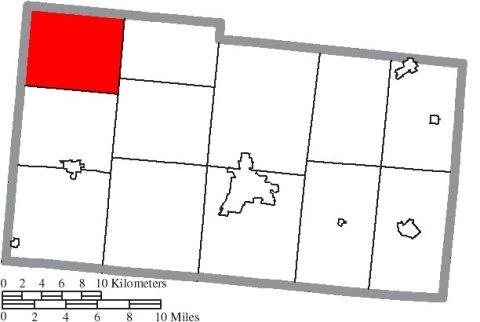 Map of Champaign County Ohio Highlighting Adams Township