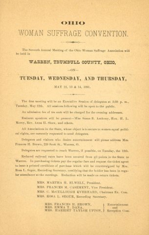 Ohio Woman Suffrage Convention in Warren, May 1891
