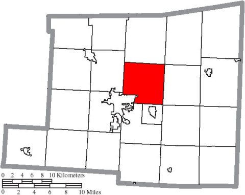 Map of Knox County Ohio Highlighting Monroe Township