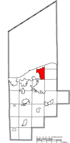 Map of Lorain County Ohio Highlighting Sheffield Village