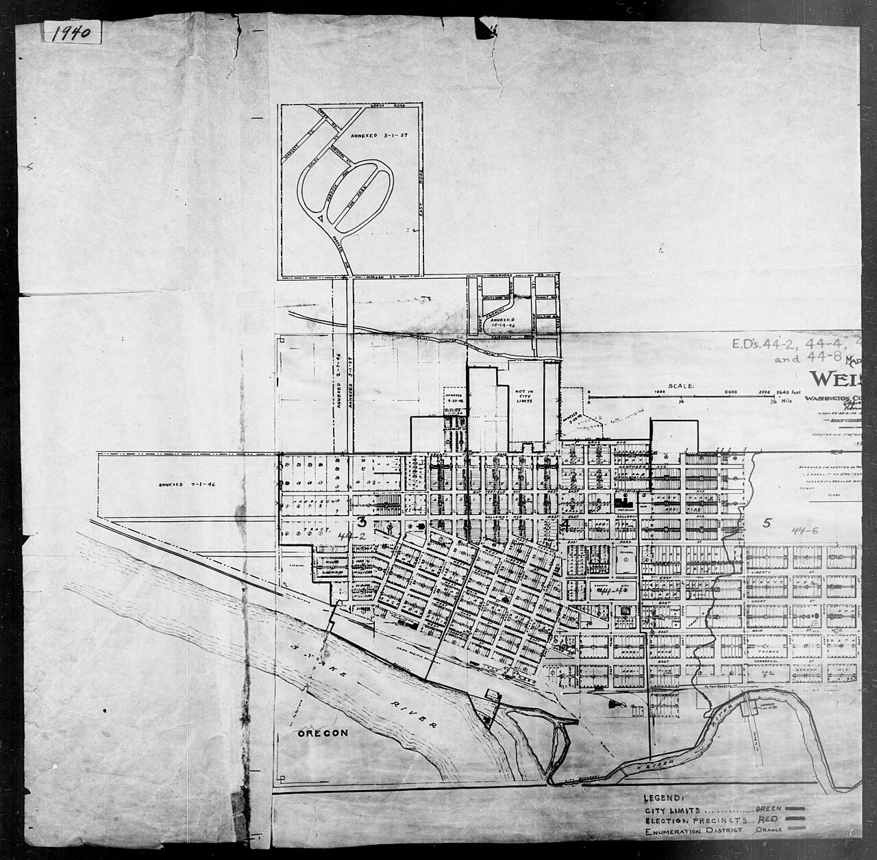1940 Census Enumeration District Maps - Idaho - Washington County - Weiser - ED 44-2, ED 44-4, ED 44-6, ED 44-8
