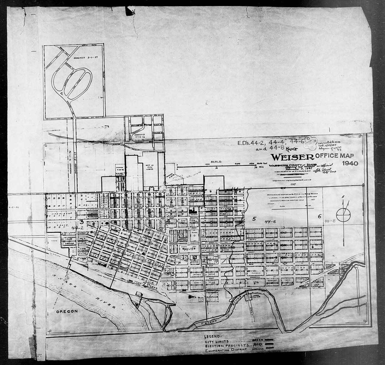 1940 Census Enumeration District Maps - Idaho - Washington County - Weiser - ED 44-2, ED 44-4, ED 44-6, ED 44-8