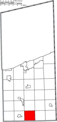 Map of Ashtabula County Ohio Highlighting Colebrook Township