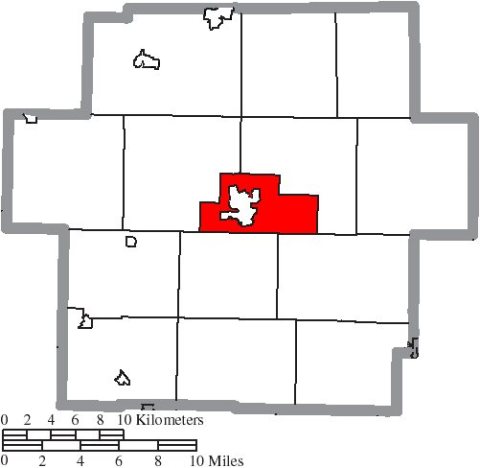 Map of Carroll County Ohio Highlighting Center Township