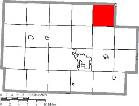Map of Coshocton County Ohio Highlighting Crawford Township