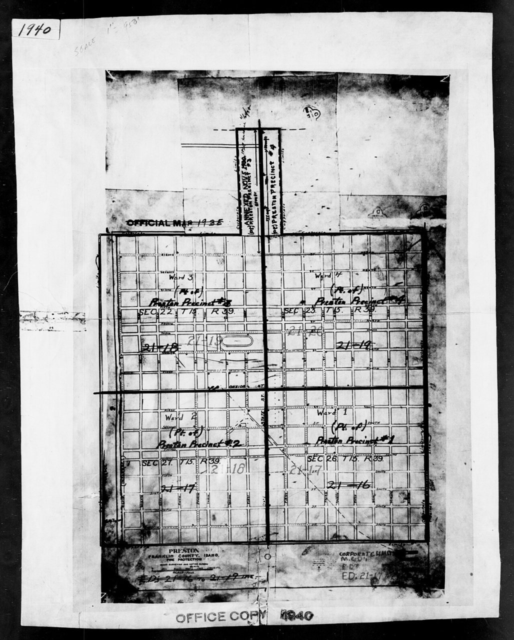 1940 Census Enumeration District Maps - Idaho - Franklin County - Preston - ED 21-17, ED 21-18, ED 21-19, ED 21-20