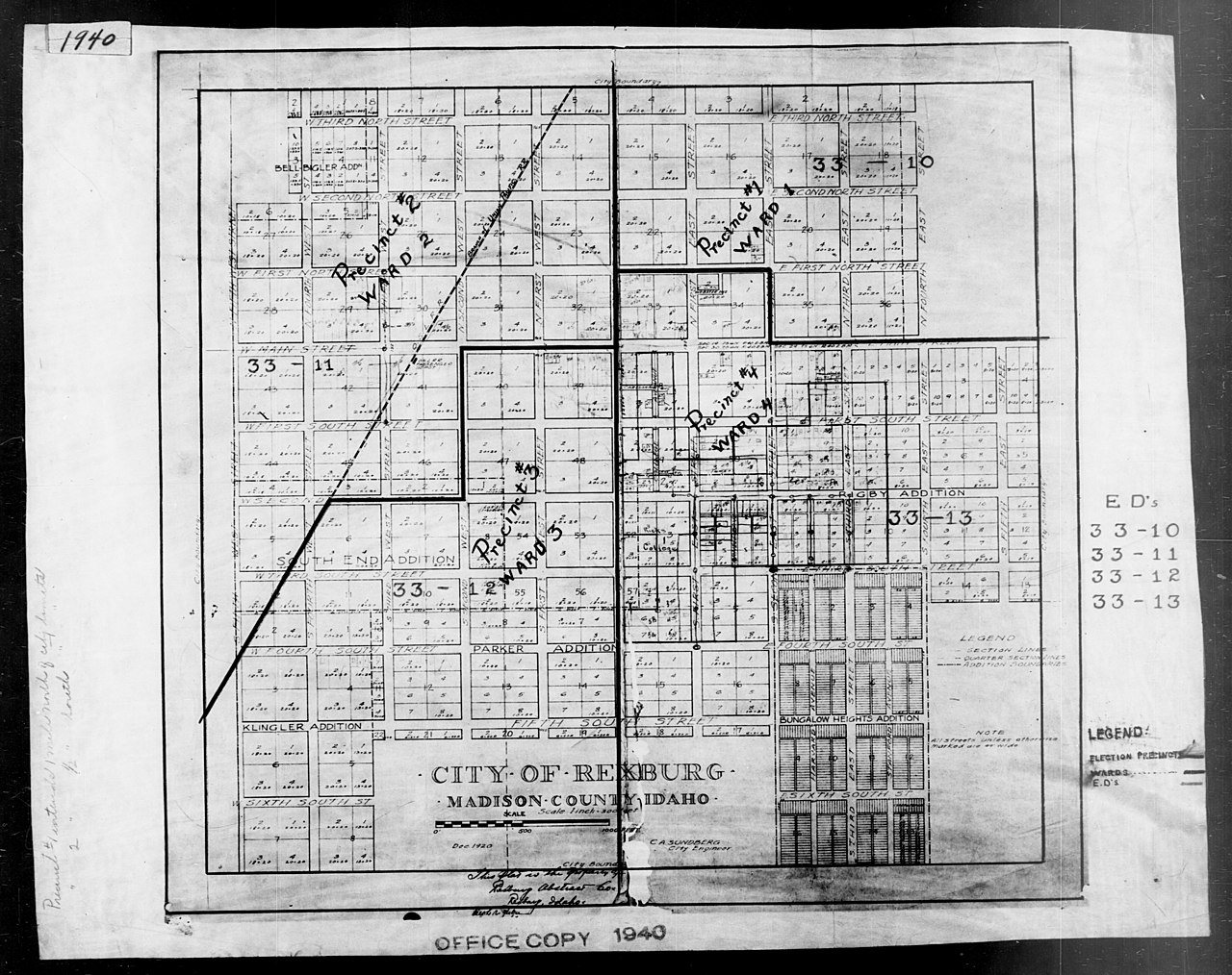 1940 Census Enumeration District Maps - Idaho - Madison County - Rexburg - ED 33-10, ED 33-11, ED 33-12, ED 33-13