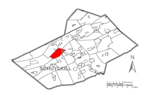 Map of Schuylkill County, Pennsylvania Highlighting Foster Township