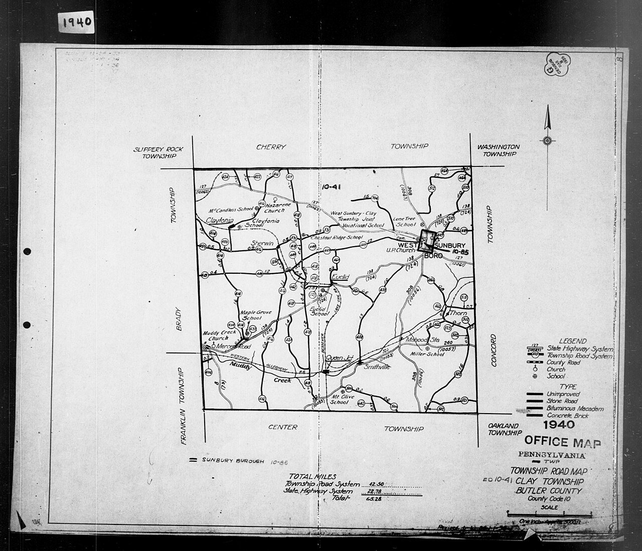 1940 Census Enumeration District Maps - Pennsylvania - Butler County - Clay - ED 10-41