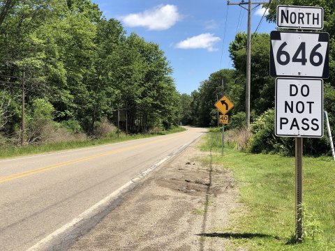 2022-06-14 12 41 14 View north along Pennsylvania State Route 646 (Ridge Road) at Pennsylvania State Route 770 (Minard …
