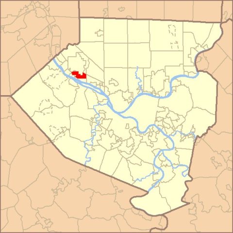 Map of Allegheny County PA Highlighting