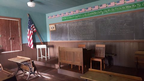 Interior of the 1855 One Room Schoolhouse in Eldred Township, Monroe County Pennsylvania