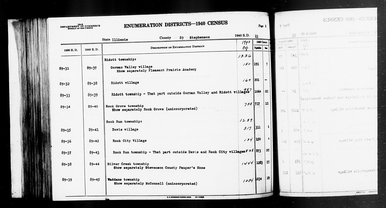 1940 Census Enumeration District Descriptions - Illinois - Stephenson County - ED 89-37, ED 89-38, ED 89-39, ED 89-40, …