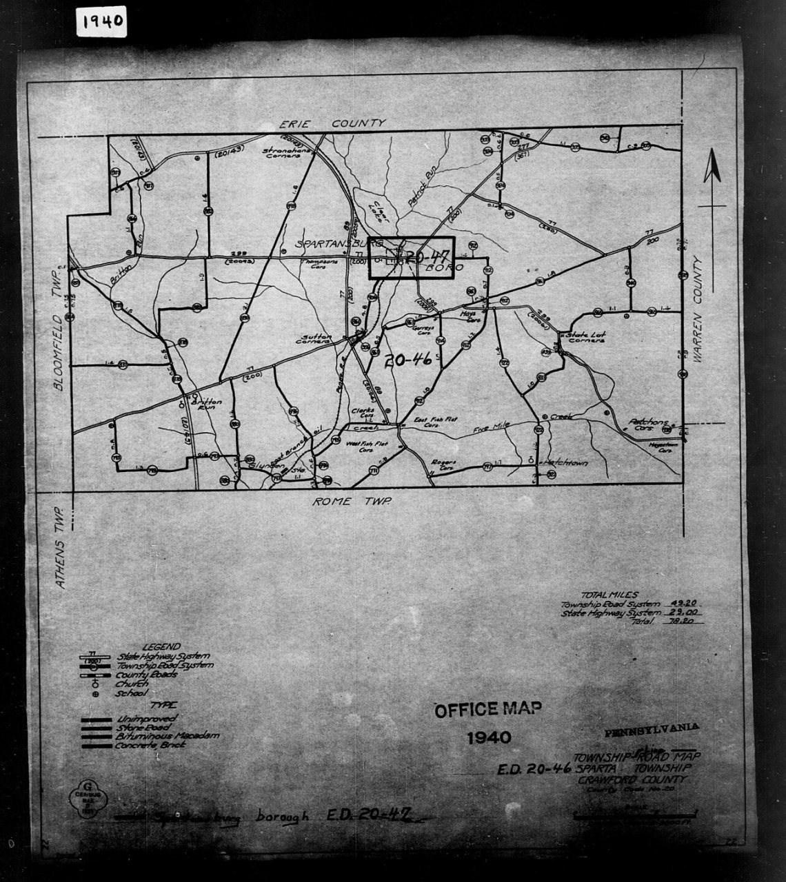 1940 Census Enumeration District Maps - Pennsylvania - Crawford County - Sparta - ED 20-46