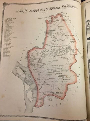Conestoga lancaster Pennsylvania map historical from 1875 atlas of county
