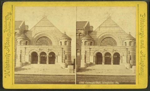 Carnegie Hall, Allegheny, Pa.Alternate Title: Pittsburgh and Allegheny. 1752