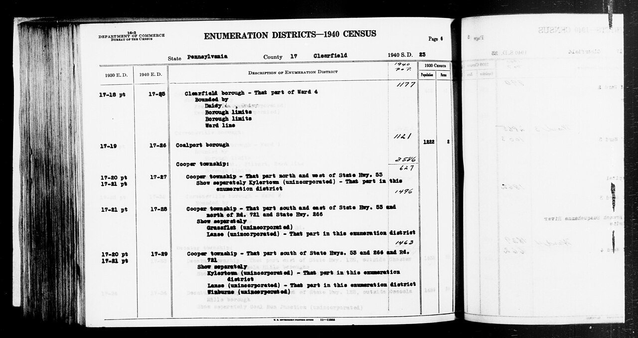1940 Census Enumeration District Descriptions - Pennsylvania - Clearfield County - ED 17-25, ED 17-26, ED 17-27, ED 17-…