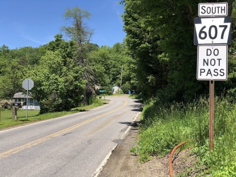 2022-06-14 14 40 37 View south along Pennsylvania State Route 607 at Pennsylvania State Route 155 in Keating Township, …