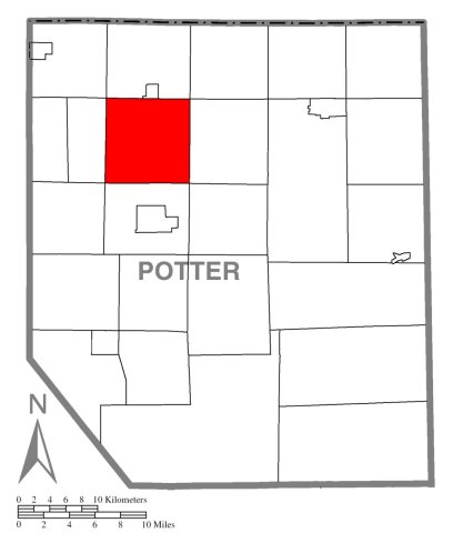 Map of Potter County, Pennsylvania Highlighting Hebron Township