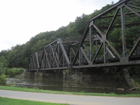 Railroad bridge over Sinnemahoning Creek, Sinnemahoning, PA, Aug. 2024