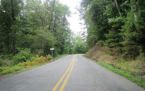 Wykoff Run Road sb entering Gibson Twp., PA, Aug. 2024