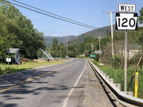 2022-06-13 10 08 14 View west along Pennsylvania State Route 120 (Main Street) at Pennsylvania State Route 872 (First F…