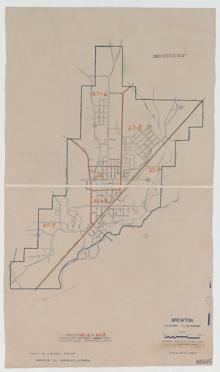 1950 Census Enumeration District Maps - Alabama - Escambia County - Brewton - ED AL 27-4 to 9