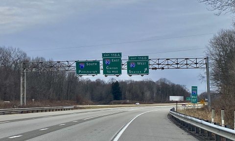 Southbound I-79 at junction with I-80, Findley Township, Mercer County, Pennsylvania