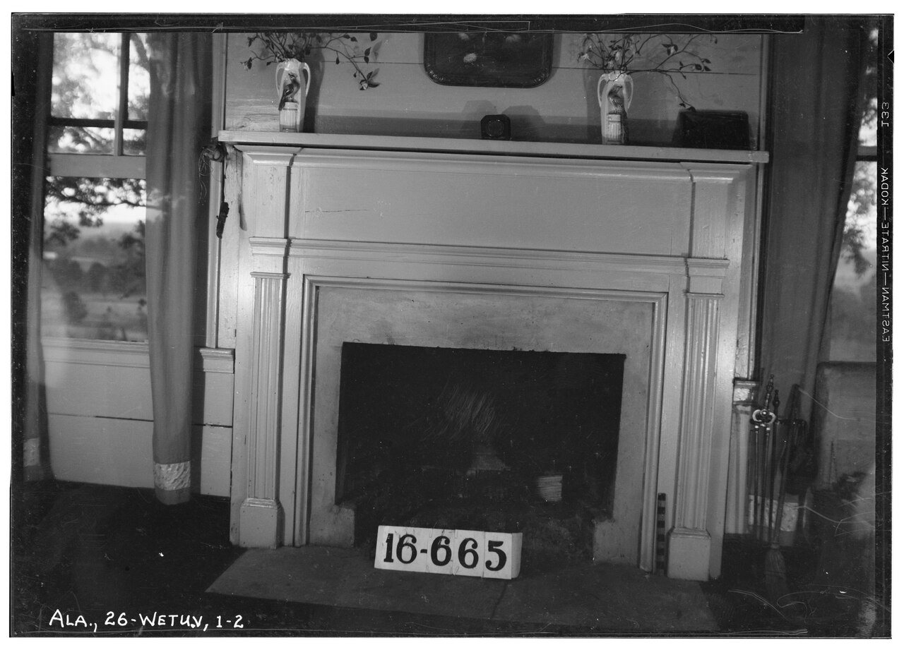 DETAIL OF MANTELPIECE. - John Bullard House, Harrogate Springs Road vicinity, Wetumpka, Elmore County, AL HABS ALA,26-W…