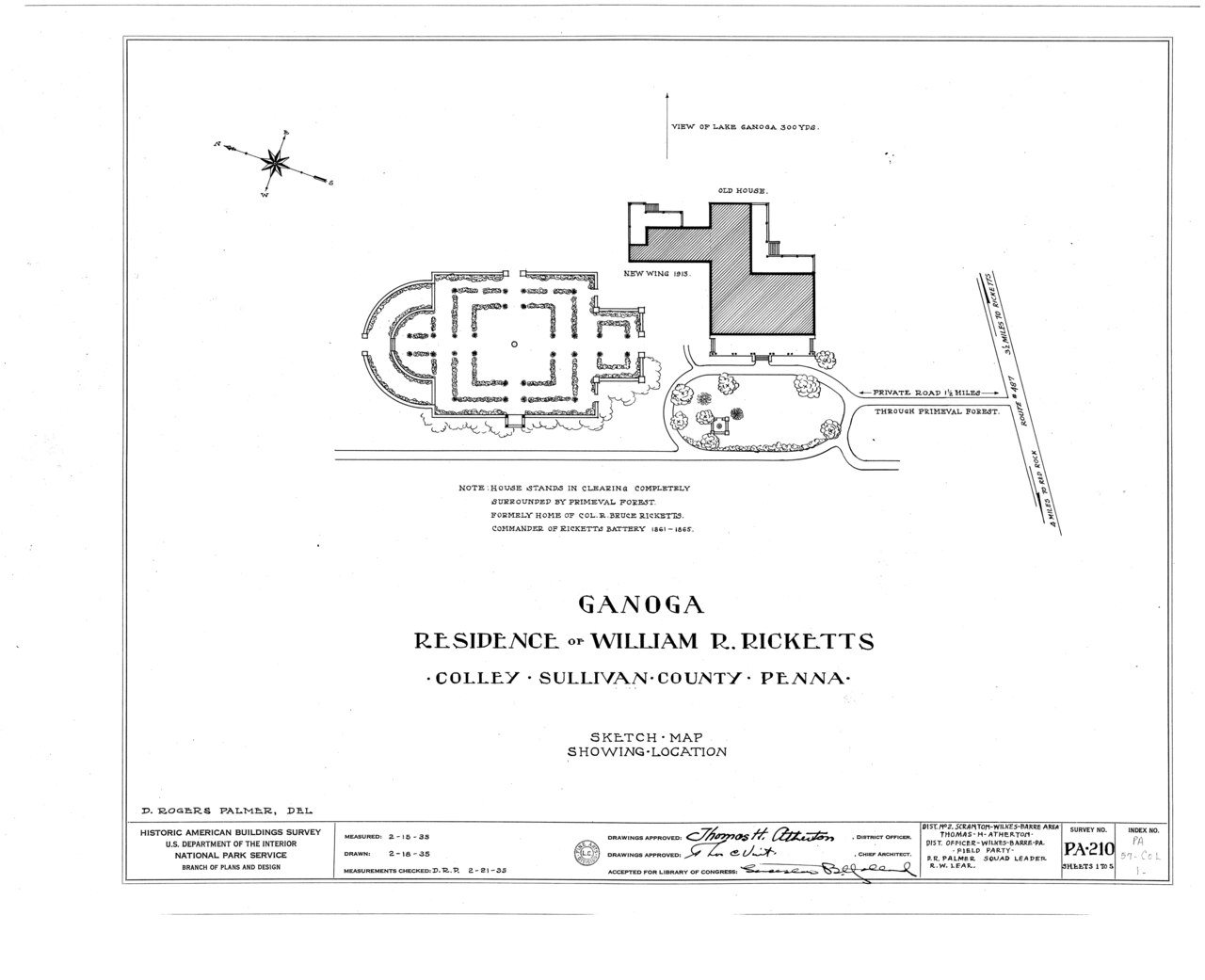 HABS PA,57-COL,1- (sheet 0 of 5) - William R. Ricketts House, North Mountain Colley