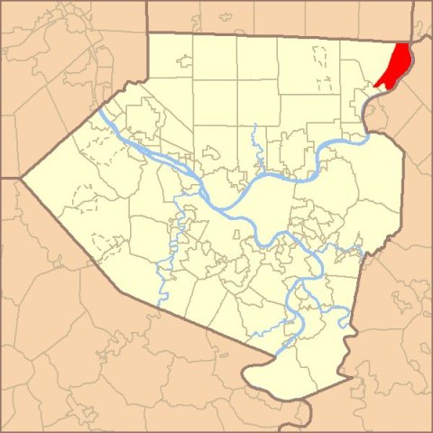 Map of Allegheny County PA Highlighting