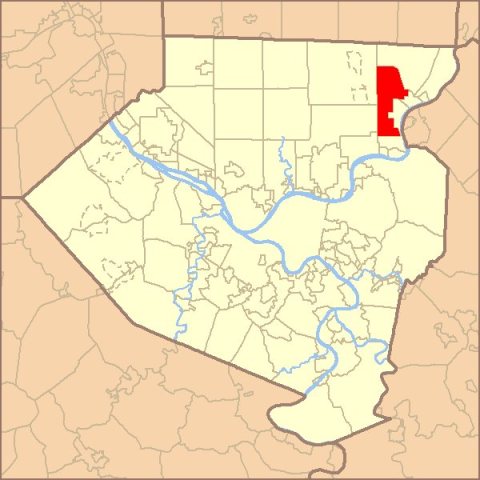 Map of Allegheny County PA Highlighting