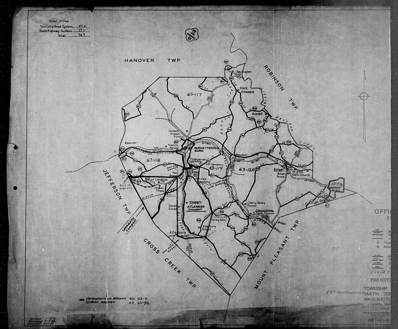 1940 Census Enumeration District Maps - Pennsylvania - Washington County - Smith - ED 63-117, ED 63-118, ED 63-119, ED …