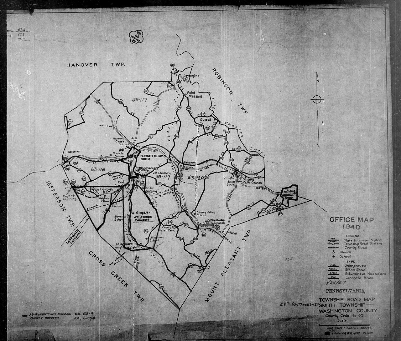 1940 Census Enumeration District Maps - Pennsylvania - Washington County - Smith - ED 63-117, ED 63-118, ED 63-119, ED …