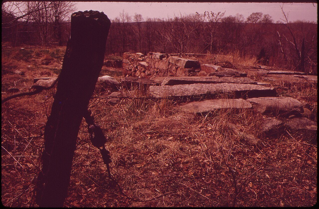 FOUNDATION FOR A STONE BARN--ALL THAT REMAINS OF AN ABANDONED FARM IN