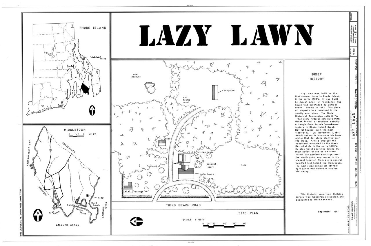 HABS RI,3-MIDTO,4- (sheet 1 of 11) - Lazy Lawn, 528 Third Beach Road